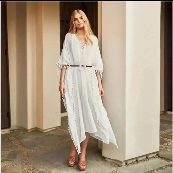 Walter Baker Ivory Acapulco Kaftan Swim/Party Dress, One Size. Kimono - Picture 4 of 5